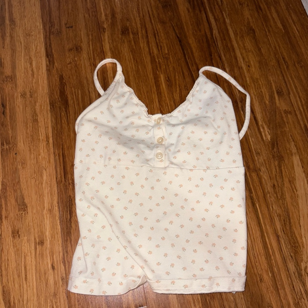 Cream Floral Tank Top